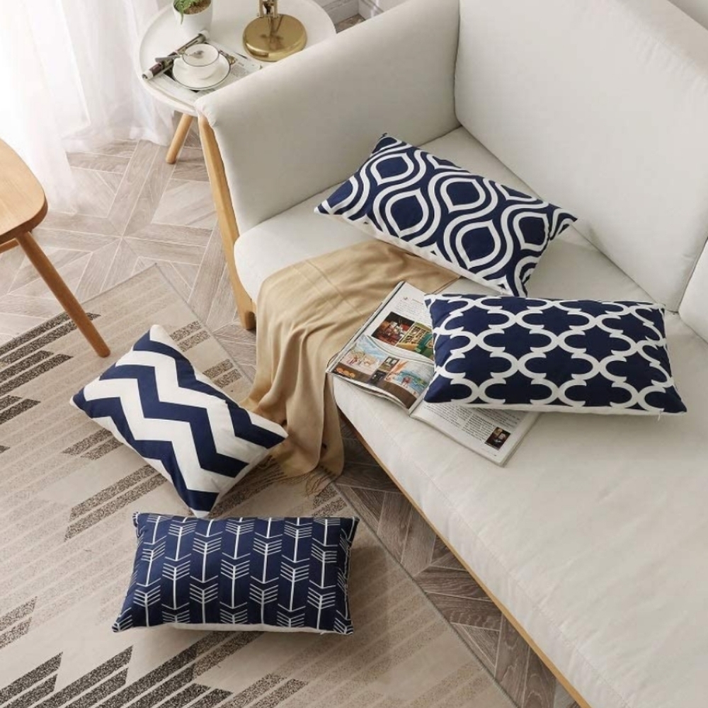 New FanHomcy Navy Blue Lumbar Throw Pillow Covers